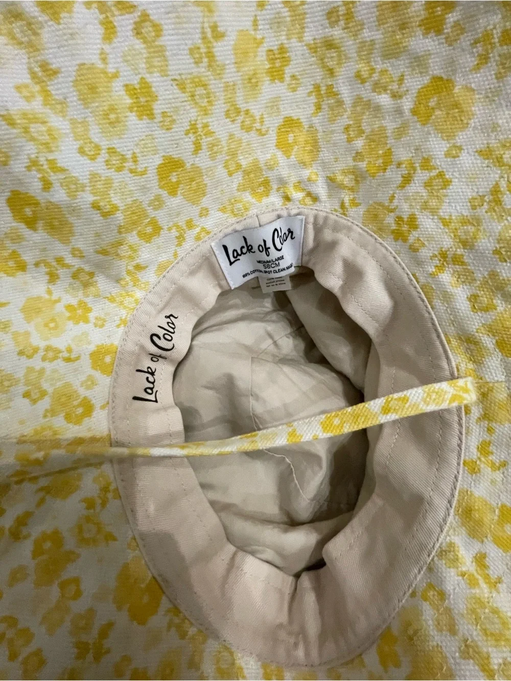 Lack of Color Yellow Floral Sun Hat with Chin Ties M/L